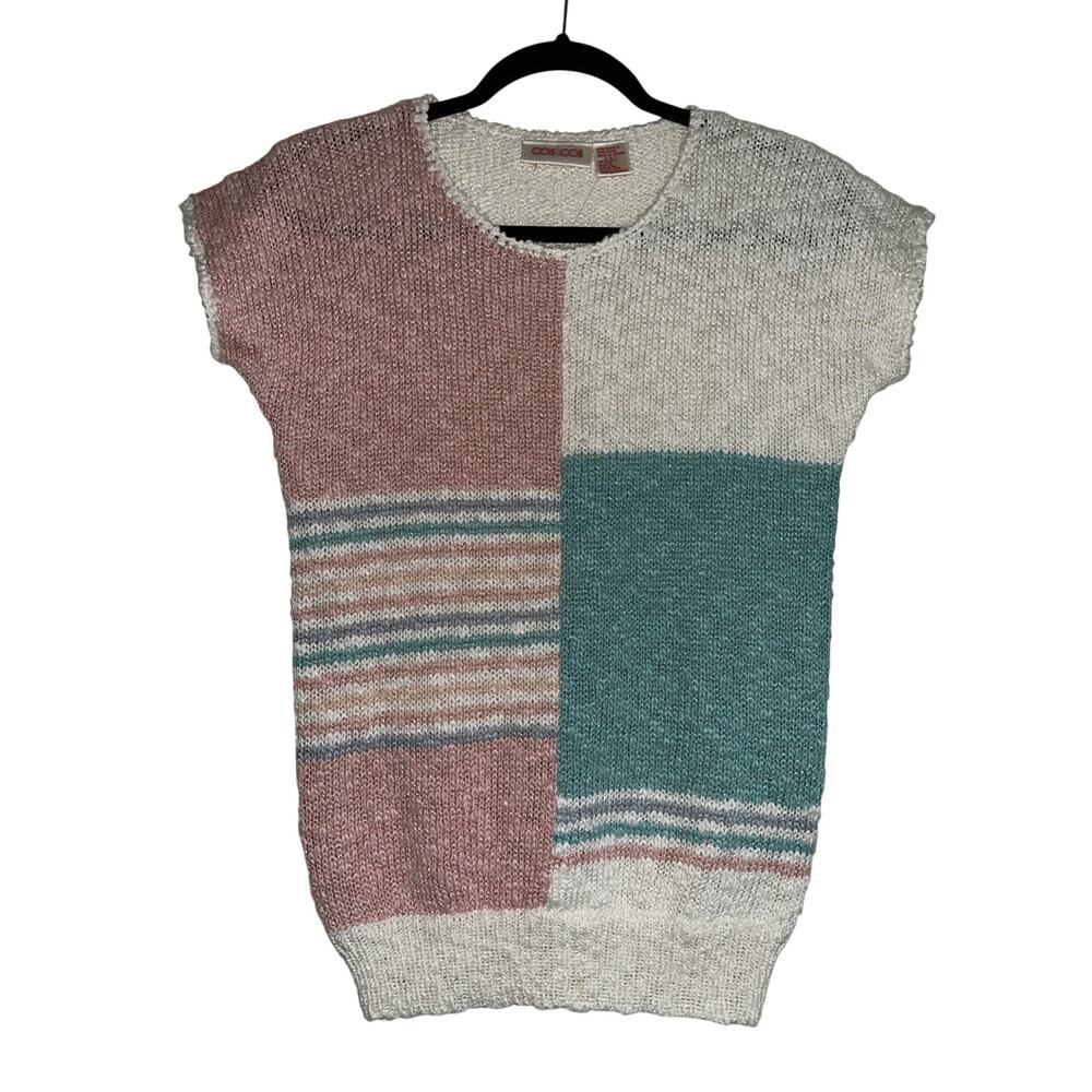 Cos Cob Vintage Colorblock Knit Sweater Grandmacore Stripe Size S